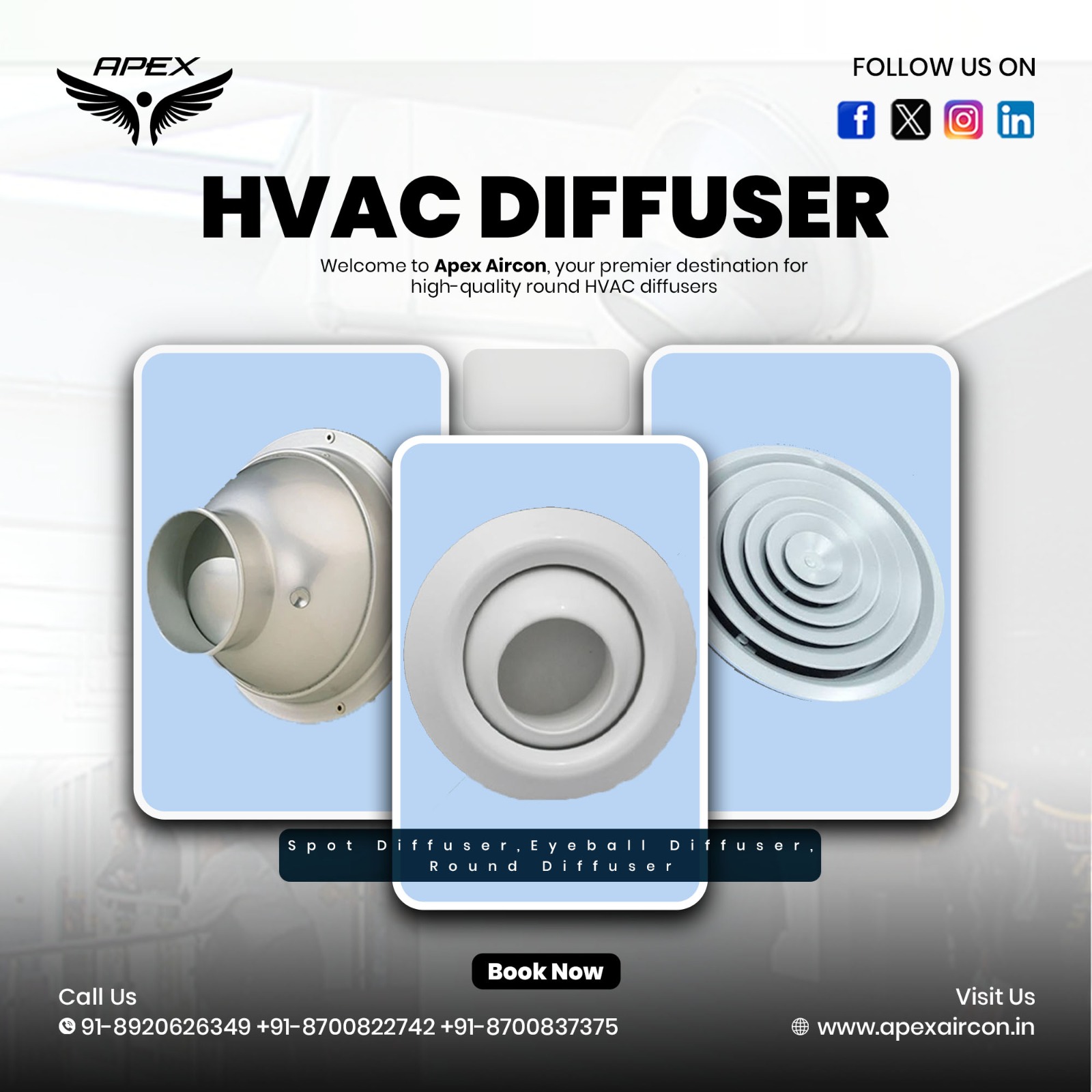 Top HVAC Diffuser Manufacturer and Supplier in Ghaziabad: Apex Aircon