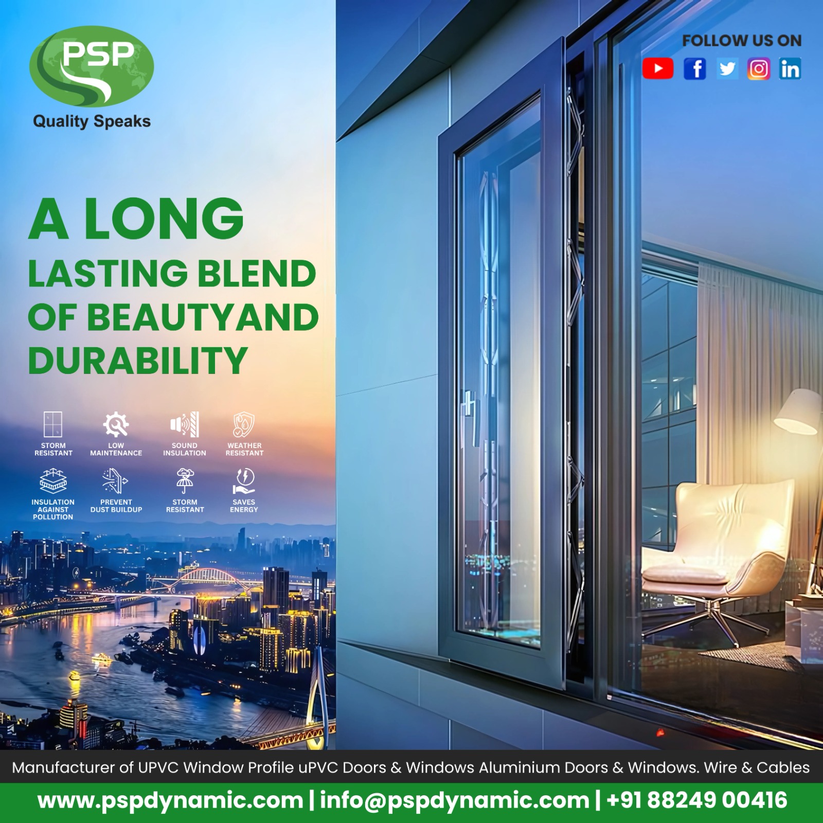 UPVC Window Frames in India | PSP Dynamic Limited